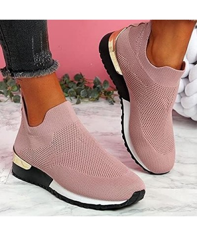 Elegant Elastic Slip-on Flat Shoes,Women Fashion Shoes 4 Pink $14.28 Flats