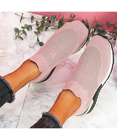 Elegant Elastic Slip-on Flat Shoes,Women Fashion Shoes 4 Pink $14.28 Flats