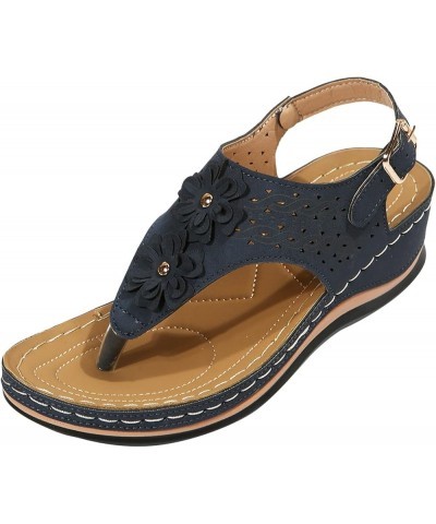 Comfortable Sandals for Women, Orthopedic Sandals for Women Casual Summer Flip Flops Sandals with Buckle Strap Navy $13.80 Sa...