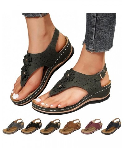 Comfortable Sandals for Women, Orthopedic Sandals for Women Casual Summer Flip Flops Sandals with Buckle Strap Navy $13.80 Sa...