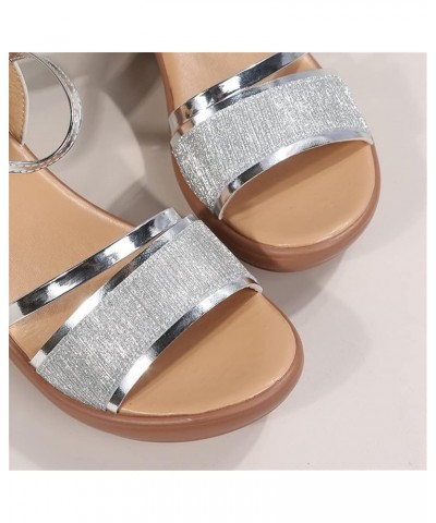 Elegant Wedge Heel Sandals Women Summer Shiny Sandals Rubber Platform Sandals with Buckle PU Leather Flip Flops Women Leisure...