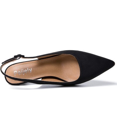 Women's Slingback Low Kitten Heels Closed Toe Pumps Work Dressy Shoes Suede Black $24.29 Pumps