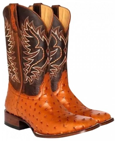 Embroidered Boots for Women Pointed Mid Calf Booties Platfrom Chunky Heel Boots Western Cowgirl Boots Brown $23.38 Boots