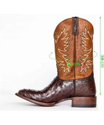 Embroidered Boots for Women Pointed Mid Calf Booties Platfrom Chunky Heel Boots Western Cowgirl Boots Brown $23.38 Boots