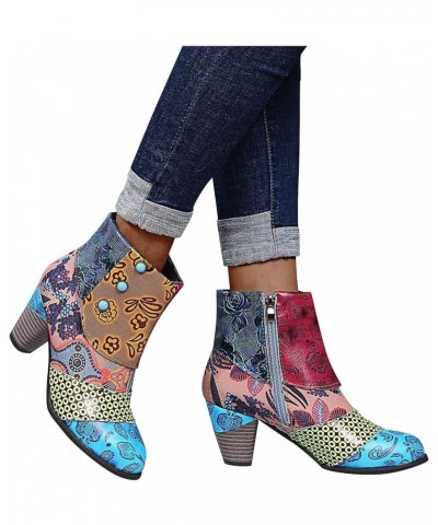 Women's Casual Fashion Lace Up Low Wedge Heel Booties Shoe Brown Cowboy Boots for Women Multicolor $23.05 Outdoor Shoes