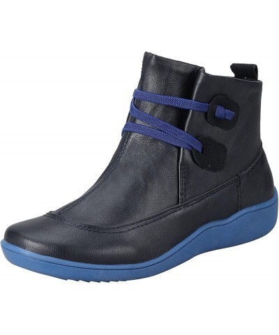 Fashion Women's Shoes Breathable Chunky High Heels Retro Zipper Short Boots Z-09 Blue $9.51 Outdoor Shoes