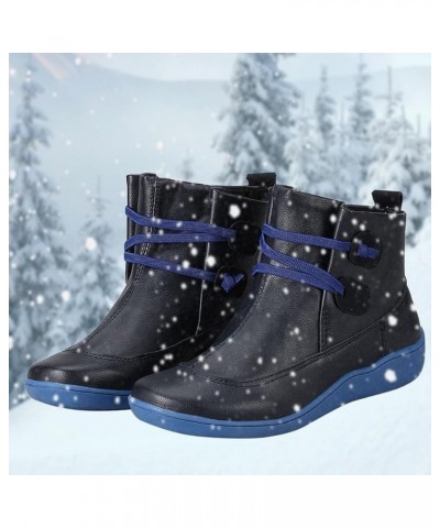 Fashion Women's Shoes Breathable Chunky High Heels Retro Zipper Short Boots Z-09 Blue $9.51 Outdoor Shoes