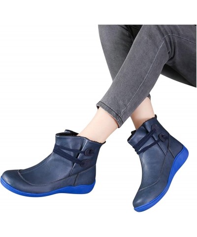 Fashion Women's Shoes Breathable Chunky High Heels Retro Zipper Short Boots Z-09 Blue $9.51 Outdoor Shoes