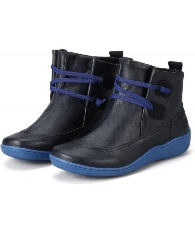 Fashion Women's Shoes Breathable Chunky High Heels Retro Zipper Short Boots Z-09 Blue $9.51 Outdoor Shoes