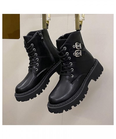 Womens Ladies Ankle Boots Squared Heel Vintage British Style Round Toe Zip Up Boots Shoes A23-black $18.82 Boots