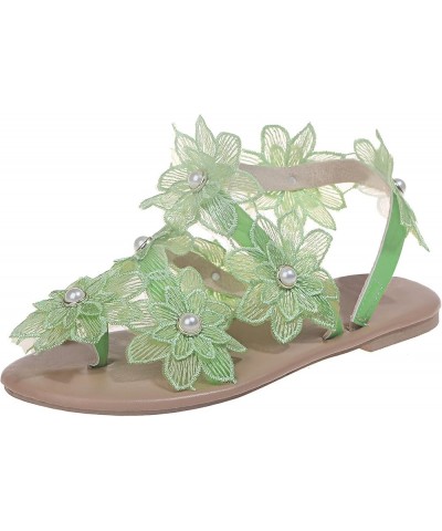 Sandals Women, Womens Floral Sandals Wedding, Stylish Bohemian Sandals Clip Toe Flat Comfortable Roman Sandals Lace Casual Sa...