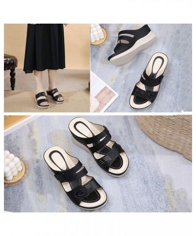 2023 Womens Wedge Sandles Comfortable Dressy Summer Slippers for Women Flip Flops Womens Ankle Strap Platform Slippers Casual...