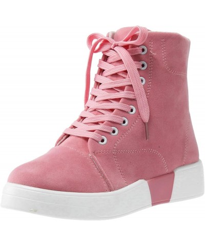 CsgrFagr Womens Lace Up High Top Fashion Ankle Booties Casual Shoes Skate Shoes Forever Shoes Women (Pink, 9) Pink 8 $26.33 F...