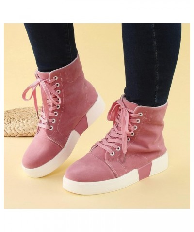 CsgrFagr Womens Lace Up High Top Fashion Ankle Booties Casual Shoes Skate Shoes Forever Shoes Women (Pink, 9) Pink 8 $26.33 F...