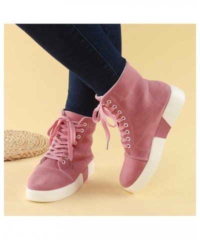 CsgrFagr Womens Lace Up High Top Fashion Ankle Booties Casual Shoes Skate Shoes Forever Shoes Women (Pink, 9) Pink 8 $26.33 F...