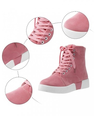 CsgrFagr Womens Lace Up High Top Fashion Ankle Booties Casual Shoes Skate Shoes Forever Shoes Women (Pink, 9) Pink 8 $26.33 F...