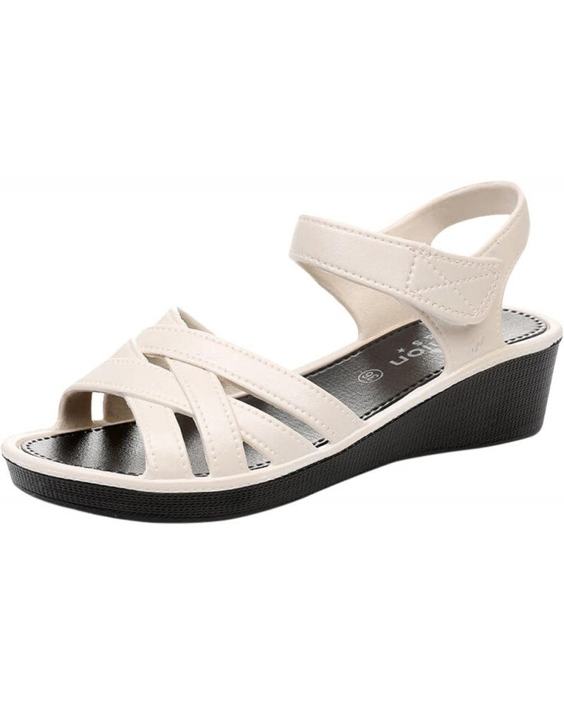 Sandals For Woman Sandals Women'S Sandals Women Dressy Heels Silver Flats For Women Dressy Womens Sandal Summer Sanda A-white...