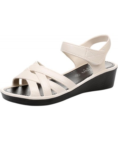 Sandals For Woman Sandals Women'S Sandals Women Dressy Heels Silver Flats For Women Dressy Womens Sandal Summer Sanda A-white...