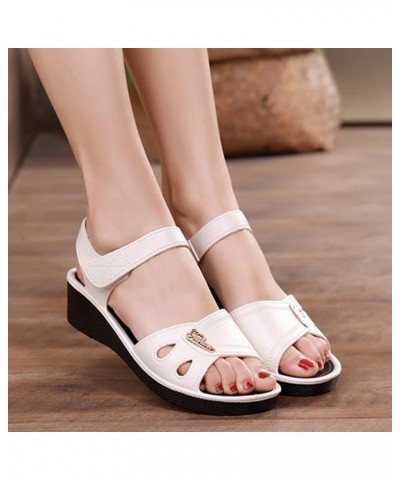 Sandals For Woman Sandals Women'S Sandals Women Dressy Heels Silver Flats For Women Dressy Womens Sandal Summer Sanda A-white...