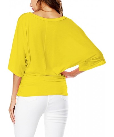 Plus Top V Neck Sleeve Batwing Loose T Shirt Fashion Size Fold Hem Women Solid Plus Size Tops Women Medium Shirts Yellow $11....