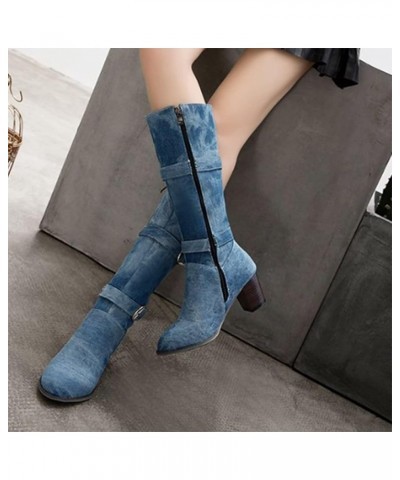 Cowboy Boots for Women Wide Calf Cowgirl Slip On Western Leather Boots Knee High Shoes Z 14-bu1 $30.43 Boots