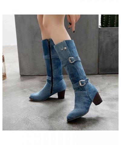 Cowboy Boots for Women Wide Calf Cowgirl Slip On Western Leather Boots Knee High Shoes Z 14-bu1 $30.43 Boots