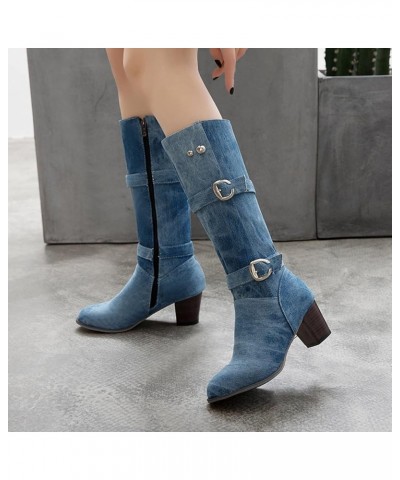 Cowboy Boots for Women Wide Calf Cowgirl Slip On Western Leather Boots Knee High Shoes Z 14-bu1 $30.43 Boots