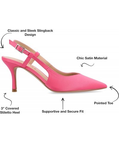 Closed Pointed Toe Slingback Sweetheart Stiletto Pump for Women - Knightly Buckle Ankle Strap Heel Fuchsia $28.60 Pumps