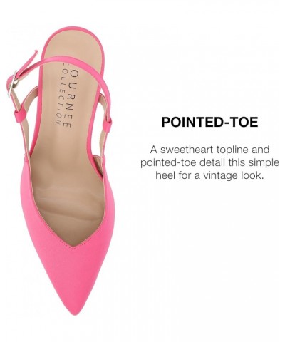 Closed Pointed Toe Slingback Sweetheart Stiletto Pump for Women - Knightly Buckle Ankle Strap Heel Fuchsia $28.60 Pumps