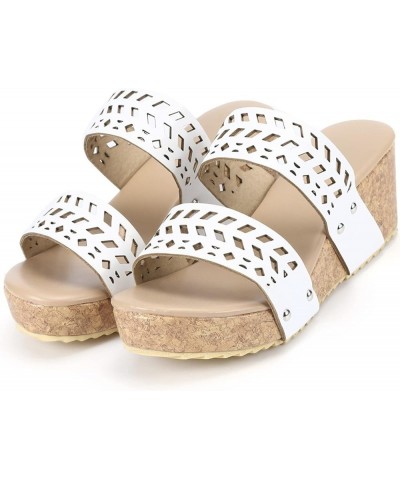 dress shoes for women low heel summer sandals for women Womens Wedge Sandals wide width wedge slides sandals Z 04-white $11.9...