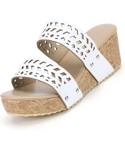 dress shoes for women low heel summer sandals for women Womens Wedge Sandals wide width wedge slides sandals Z 04-white $11.9...