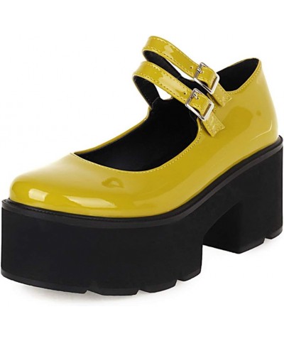 Fashion Women Gothic Pumps Plaftorm Ankle Strap 170 Patent-yellow $24.37 Pumps