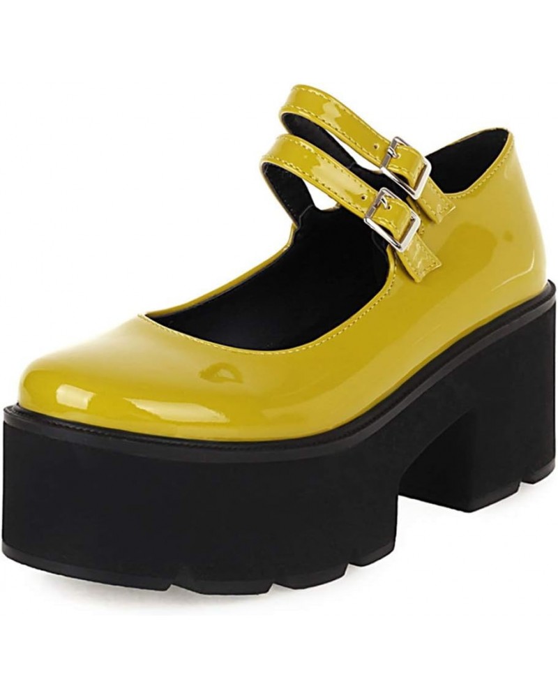 Fashion Women Gothic Pumps Plaftorm Ankle Strap 170 Patent-yellow $24.37 Pumps