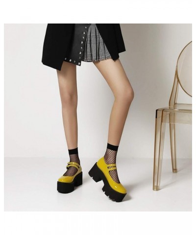 Fashion Women Gothic Pumps Plaftorm Ankle Strap 170 Patent-yellow $24.37 Pumps