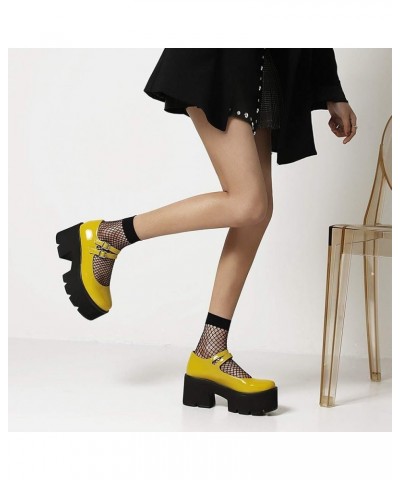 Fashion Women Gothic Pumps Plaftorm Ankle Strap 170 Patent-yellow $24.37 Pumps