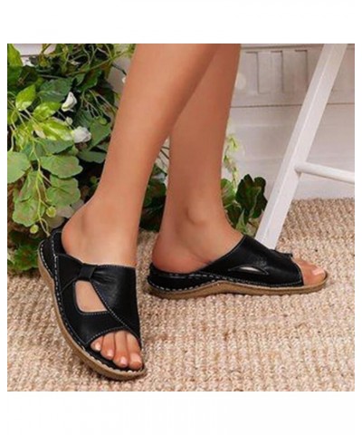 Women's Wedge Platform Sandals Elastic Ankle Strap Platform Sandals Wedge Flip Flops With Arch Support Z 05-black $12.17 Sandals