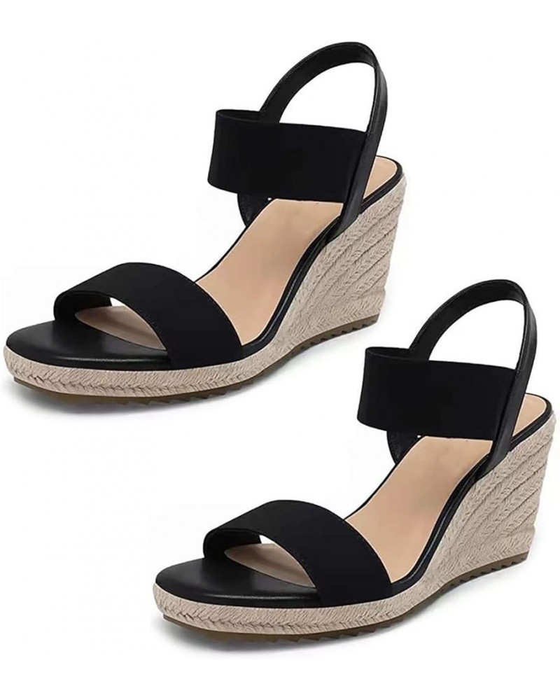 1 Pair Women Sandals Nice-looking Soft Footbed Platform Simple Casual Lady Shoes Footwear Black $10.05 Sandals