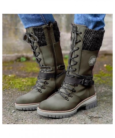 Fall Boots Womens 2023 Mid Calf Boots Lace Up Motorcycle Trendy Festival Boots Combat Riding Military Ankle Boots For Women C...