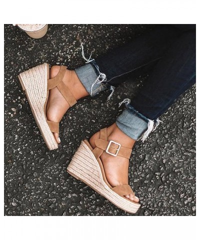 Fisherman Sandals for Women Wide Wedge Weaving Toe Buckle Slope Open Heel Summer Size Sandals Women Belt Large Women's Sandal...