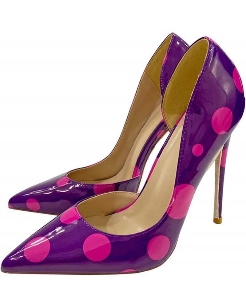 Women's Purple Polka Dots Pointed Toe Pumps with 4.7" Stiletto High Heels Fashion Elegant Wedding Bride Dress Prom Party Shoe...