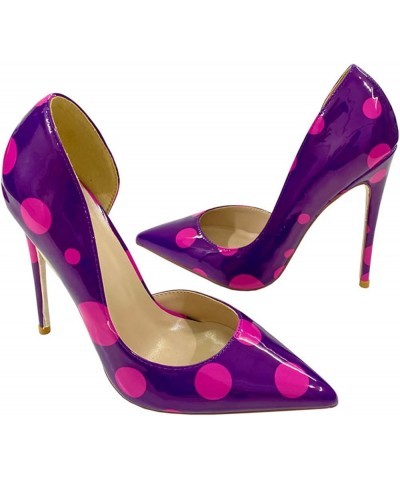 Women's Purple Polka Dots Pointed Toe Pumps with 4.7" Stiletto High Heels Fashion Elegant Wedding Bride Dress Prom Party Shoe...