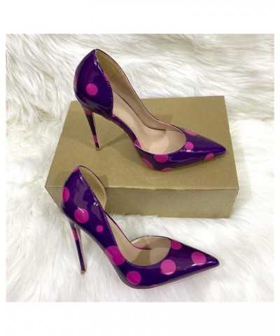 Women's Purple Polka Dots Pointed Toe Pumps with 4.7" Stiletto High Heels Fashion Elegant Wedding Bride Dress Prom Party Shoe...