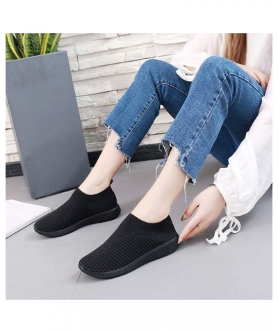 Womens Slip on Running Shoes Lightweight Tennis Shoes Non Slip Gym Workout Shoes Breathable Mesh Walking Sneakers Black $12.6...