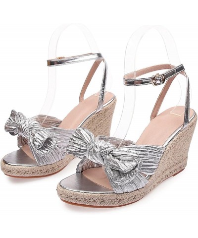 Womens Two Band Sandal Fashion Flat Sandals Strappy Sandals Two Strap High Heeled Sandal Wedding Sandals Shoes Silver $23.77 ...