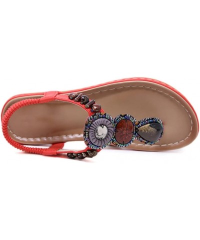 Summer Shoes Ladies Beach Sandals Jeweled Fleaded Flip-Flops Boho Casual Flat Sandals 10 Black $27.67 Sandals