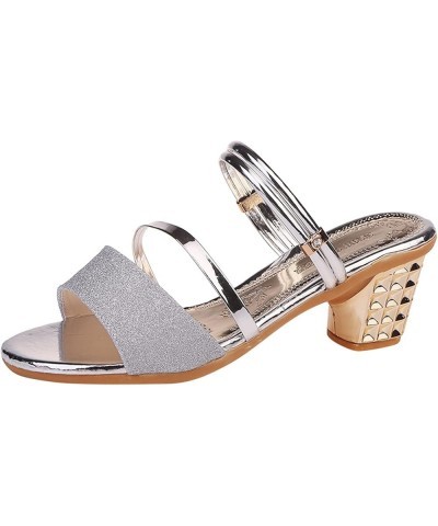 ankle strap heels for women clear high heels bow heels for women Slip On Mules Sexy Strappy Heeled Sandals Z 04-silver $29.88...