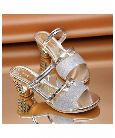 ankle strap heels for women clear high heels bow heels for women Slip On Mules Sexy Strappy Heeled Sandals Z 04-silver $29.88...