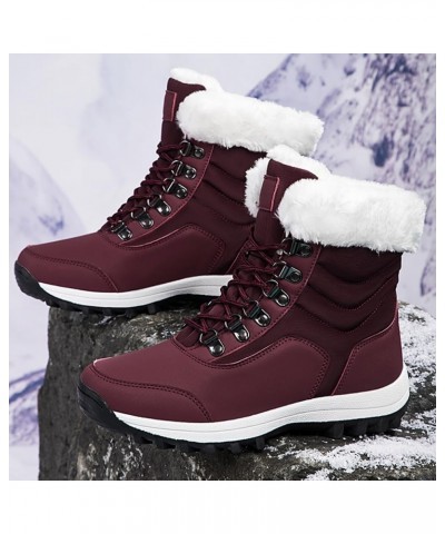 Womens Snow Boots Mid-Calf Winter Boots Ladies Waterproof Warm Fur Lined Non-Slip Warm Boots For Work Walking Hiking Outdoor ...