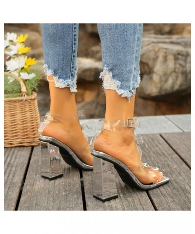 Womens Flat Sandals Gladiator Chunky Heels Strappy Sandals Dress Shoes Seaside Classic Slide Sandals Clear $18.49 Sandals