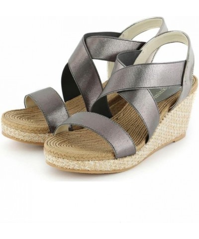 Women's Classic Wedge Sandal Silver (Gunmetallic) $23.41 Sandals